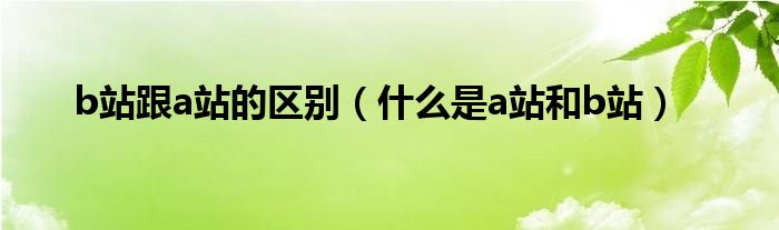 b站跟a站的区别（什么是a站和b站）