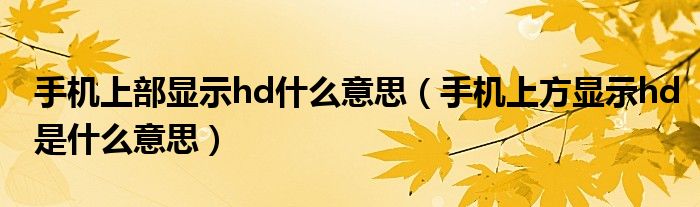 手机上部显示hd什么意思（手机上方显示hd是什么意思）