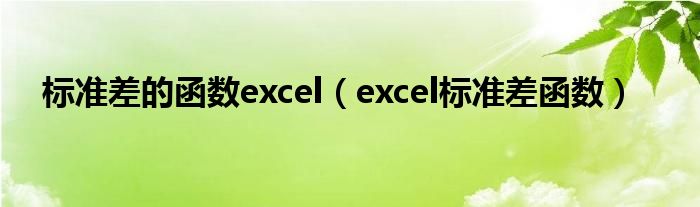 标准差的函数excel（excel标准差函数）