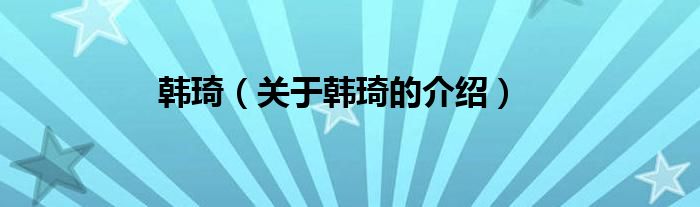 韩琦（关于韩琦的介绍）