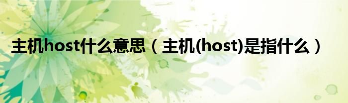 主机host什么意思（主机(host)是指什么）