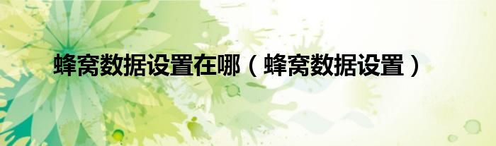 蜂窝数据设置在哪（蜂窝数据设置）