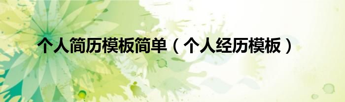 个人简历模板简单（个人经历模板）
