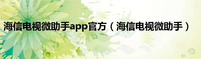 海信电视微助手app官方（海信电视微助手）