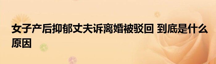 女子产后抑郁丈夫诉离婚被驳回 到底是什么原因