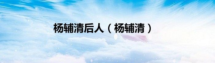 杨辅清后人（杨辅清）