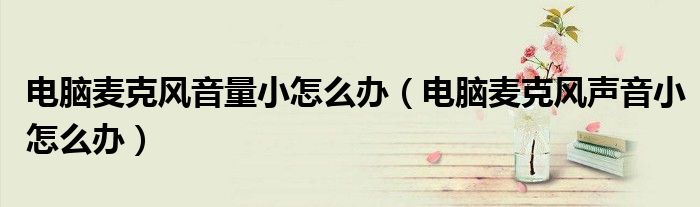 电脑麦克风音量小怎么办（电脑麦克风声音小怎么办）