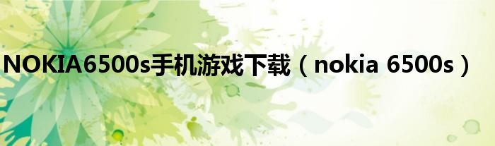 NOKIA6500s手机游戏下载（nokia 6500s）