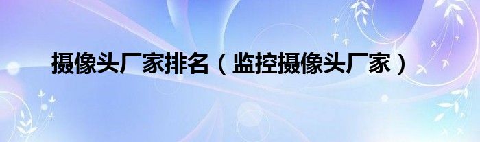摄像头厂家排名（监控摄像头厂家）