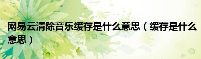 网易云清除音乐缓存是什么意思（缓存是什么意思）