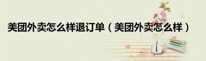 美团外卖怎么样退订单(美团外卖怎么样)